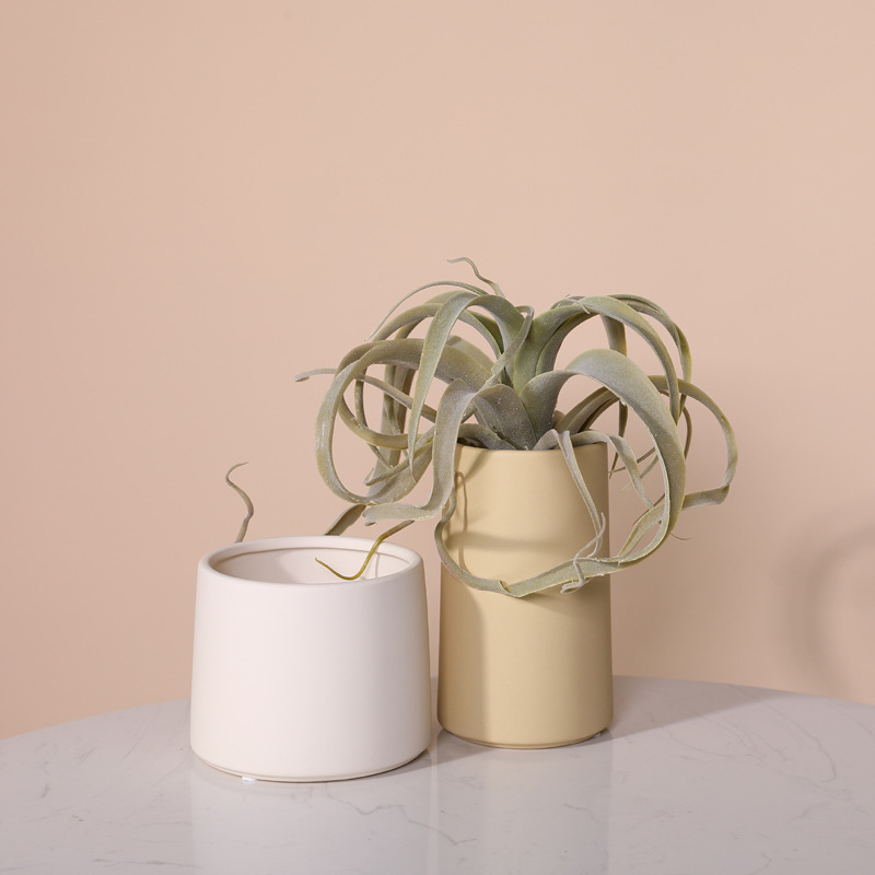 Morandi cilíndrica boca grande florero de cerámica decoración simple decoración artística creativa flor seca arreglo floral Decoración
