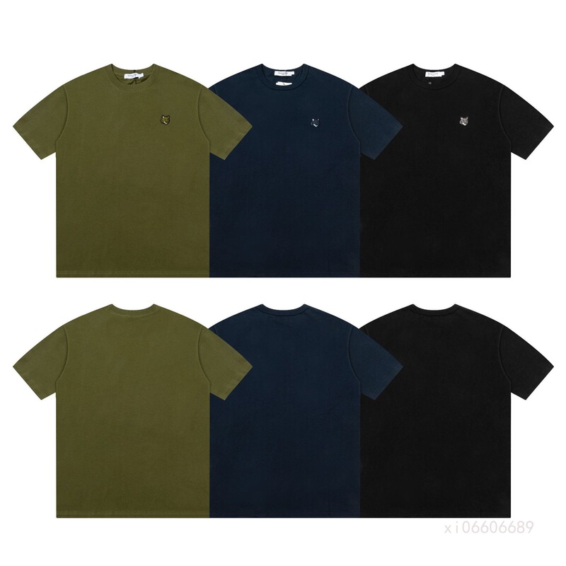 Cross-Border Trendy Brand New Maison Kitsune Spring and Summer Men's and Women's Same Style Colorful Fox Head Round Neck Casual T-Shirt