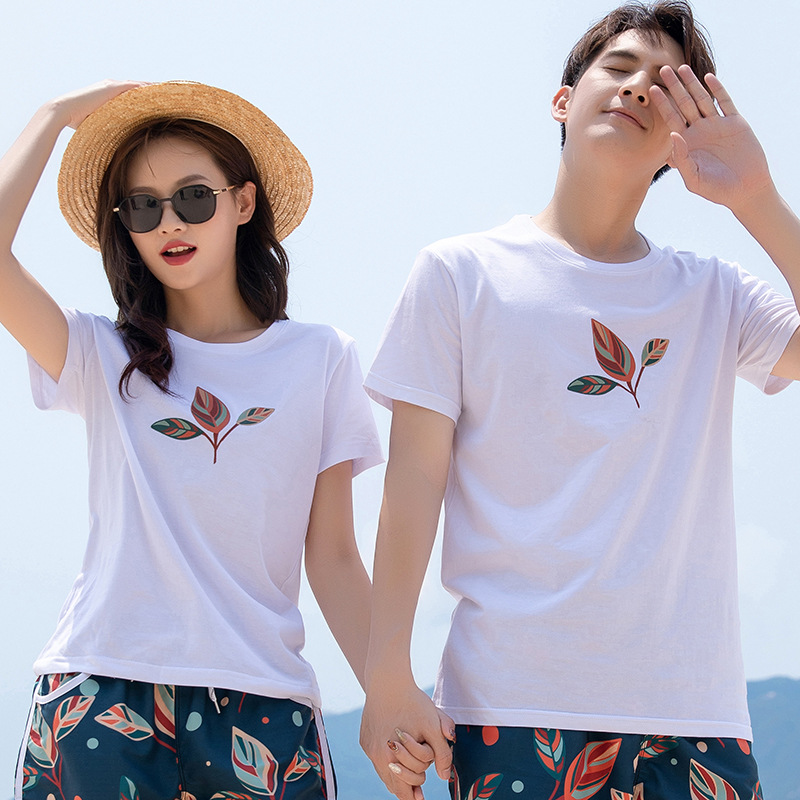 Suministro directo de fábrica pareja Camiseta de manga corta marca de moda masculina camisa de fondo camiseta ropa pareja desgaste verano personalizable LOGO