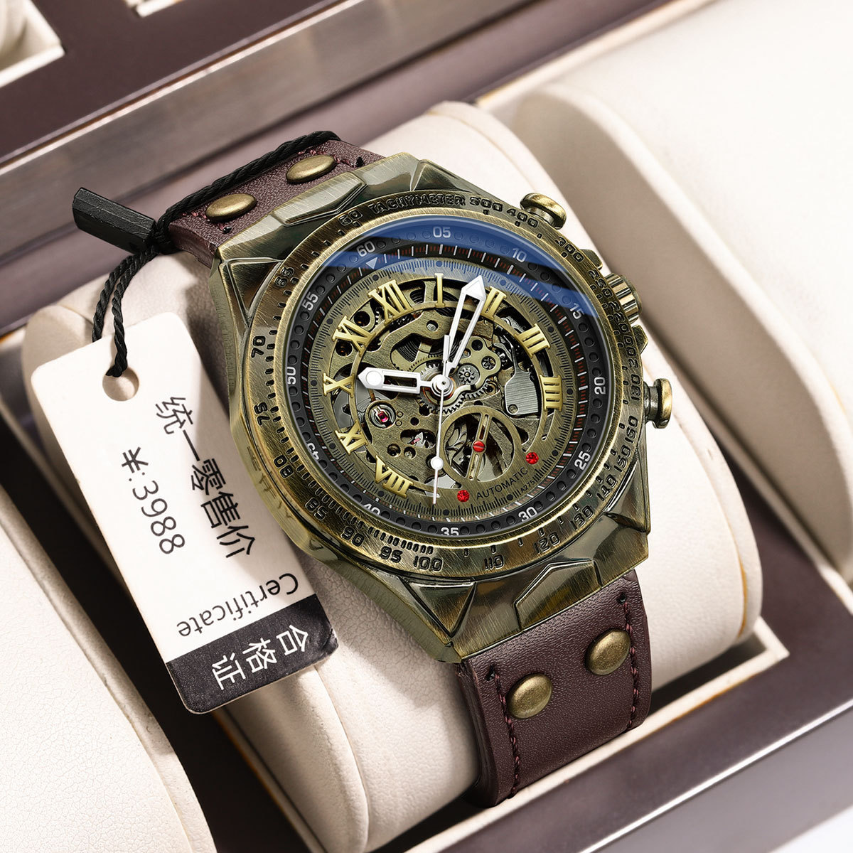 Binbang Foreign Trade Internet Celebrity Retro Men's Fashion Casual Bronze Automatic Mechanical Watch