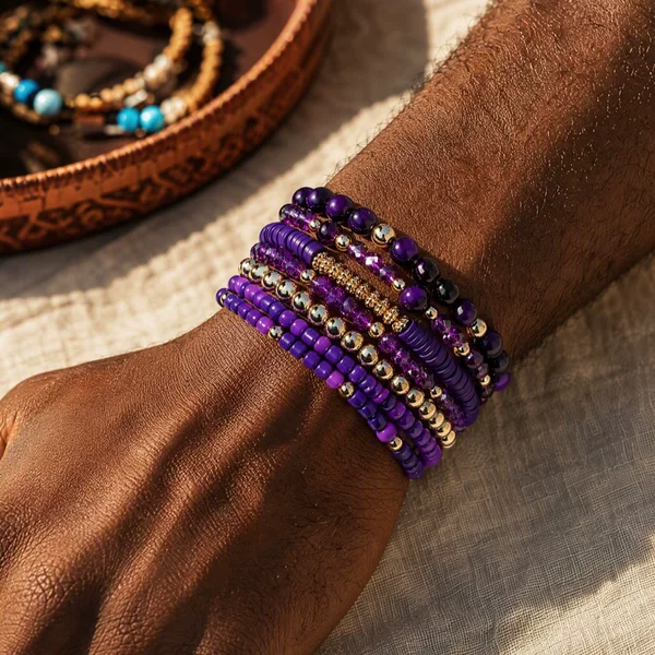 Amazon ethnic style layered vintage bracelet, unique and creative, versatile multi-color crystal gradient beaded bracelet