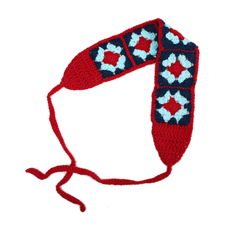 Francia cereza toallas triangulares mujeres primavera y otoño viajes padres-hijos gancho de punto flores hueco pañuelo de arte correa de pelo gorro