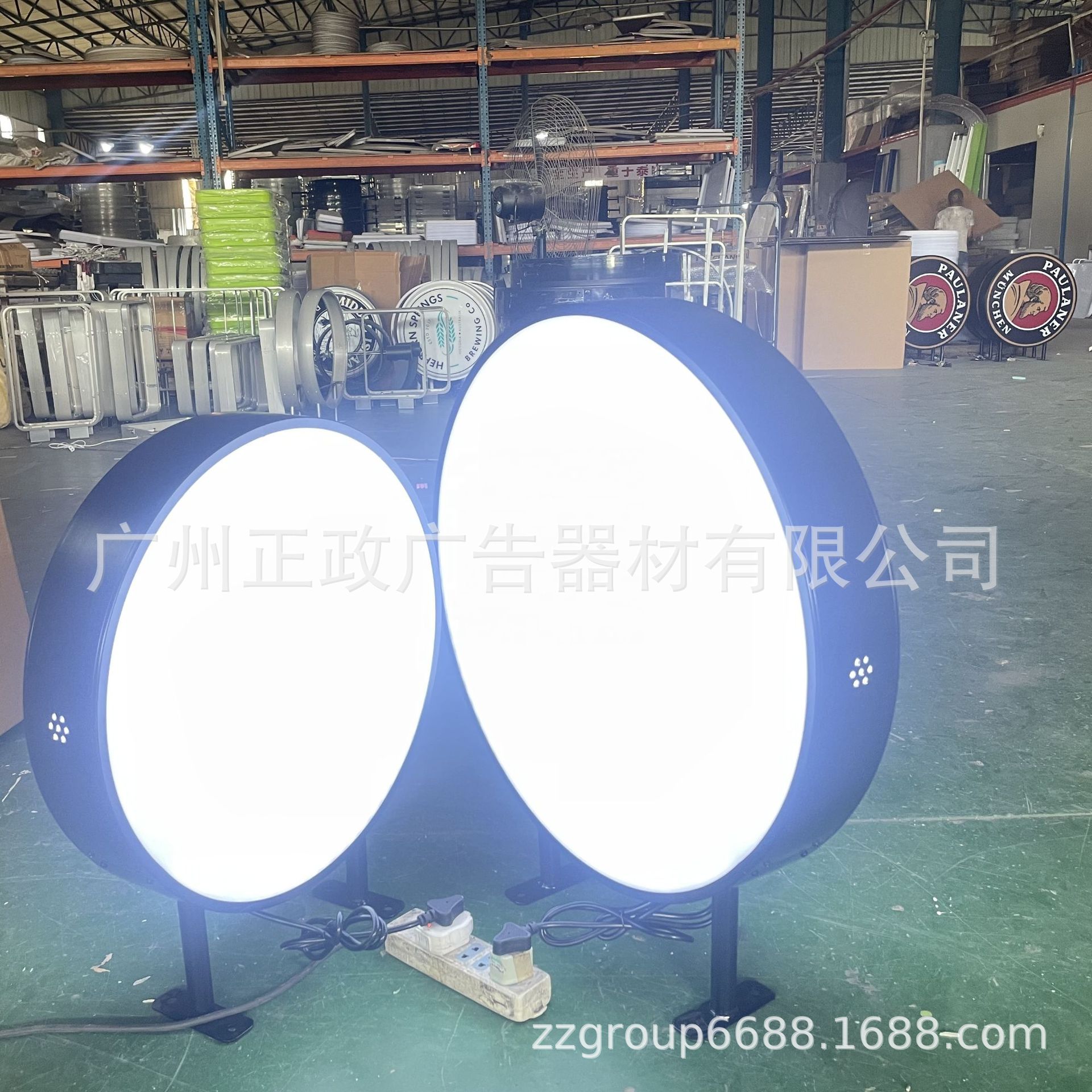 厂家圆形led双面灯箱广告牌挂墙式户外防水店铺侧招悬挂门头招牌