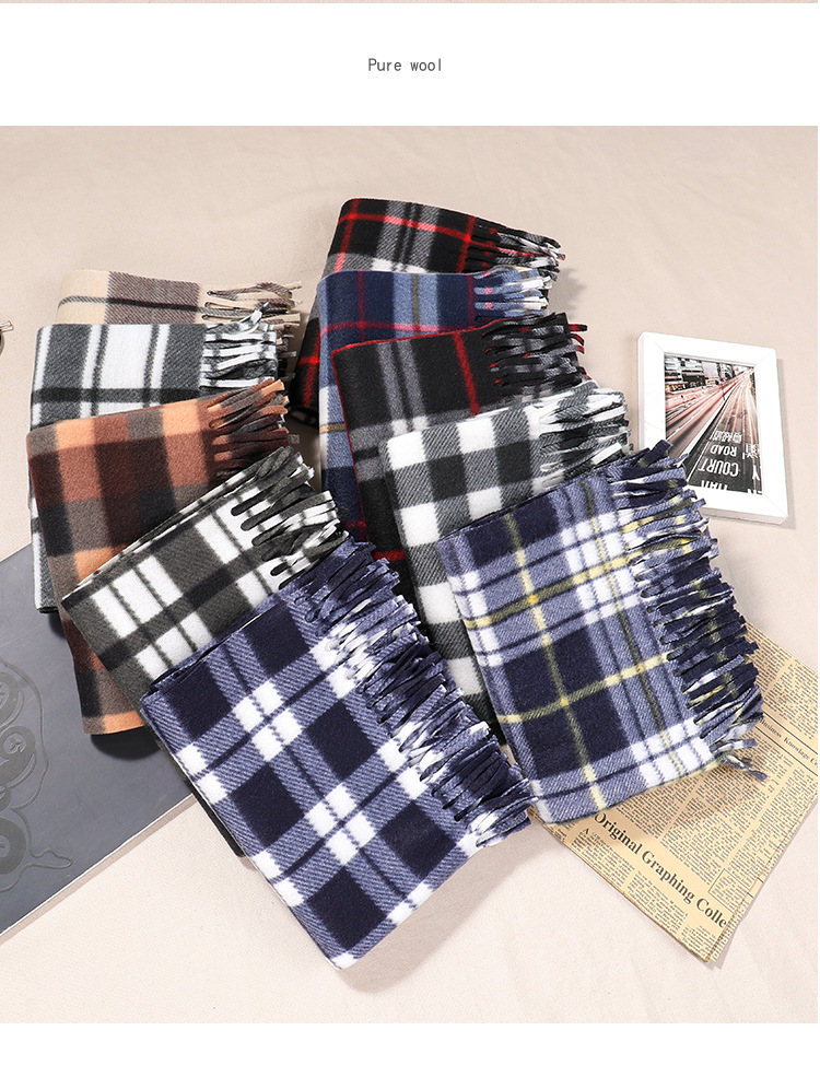 Women's Fashion Plaid Double-sided Velvet Tassel Winter Scarves display picture 24