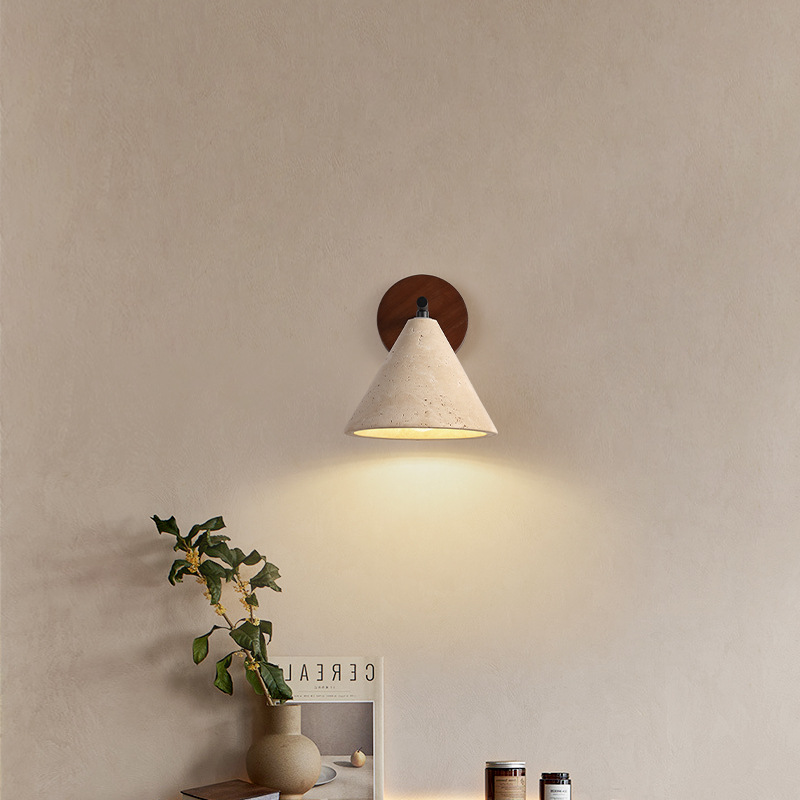 Lámpara de piedra diseñador de dormitorio sala de estar porche de diseño de estilo japonés alojamiento residencial cerrado retro cabezal de cama crema amarilla silencio