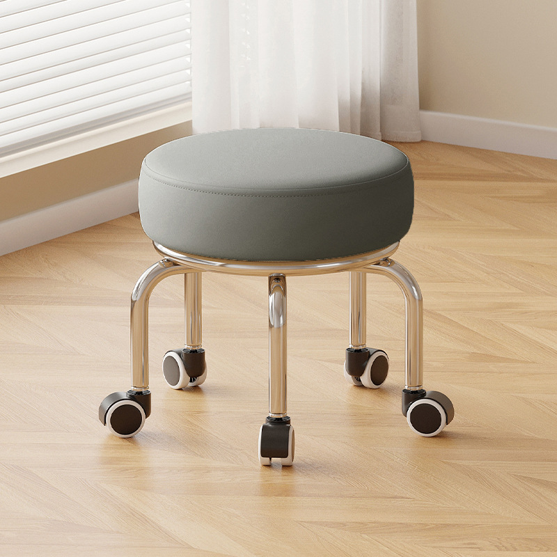 Polia doméstica taburete bajo rueda universal pequeño taburete silencioso rotativo taburete redondo móvil con artefacto moderno y simple