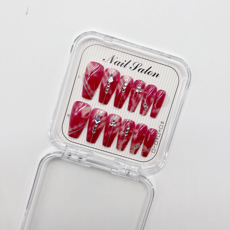 Spuddy Spot Drill Nail Patch New Style Nail Art Pieces Wine Red False Nail Art Nail Art Pieces