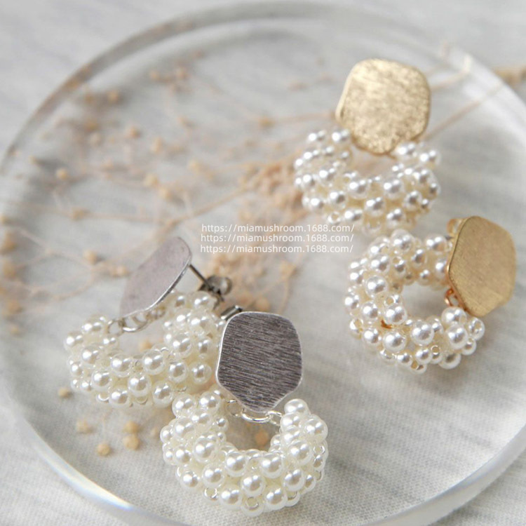 Japanese and Korean-style Dongdaemun ins Style Retro Elegant Matte Antique Old Pearl Pendant Earrings Ear Clip Earrings for Women