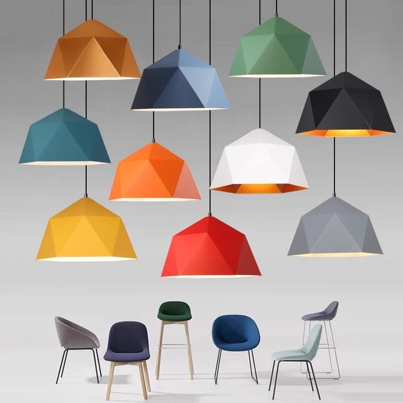 创新彩色吊灯马卡龙铁艺精品店铺时尚灯光回忆奶茶店餐饮氛围装饰