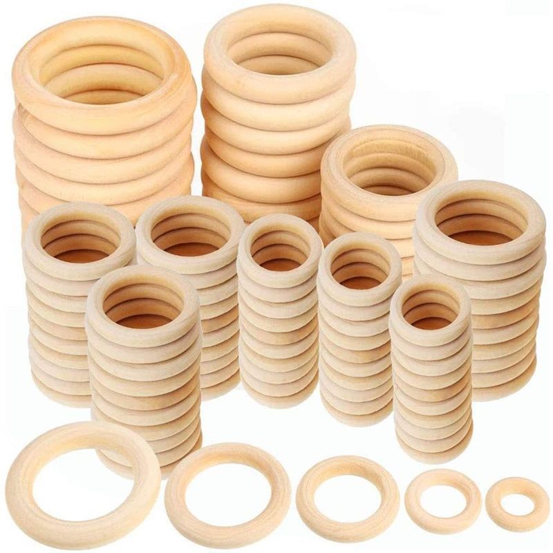 Spot Manufacturer Direct Sales Hand-Woven DIY Jewelry Accessories Wooden Ring Circle Wooden Ring Wooden Buckle Material Decoration