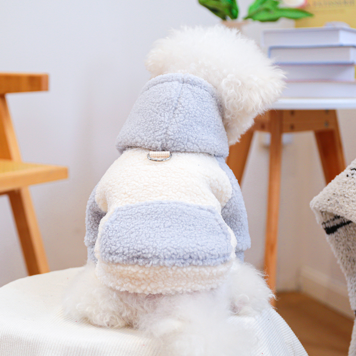 Ropa de mascotas otoño e invierno nuevo cálido forro de lana estilo coreano suéter cálido color frío-resistente Cordero polar tracción suéter