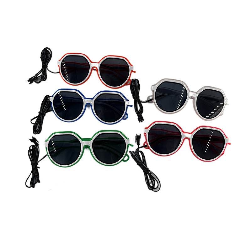 Gafas luminosas LED Barra KTV Equipo nocturno Gafas EL Gafas luminosas Oval Retro Moda Tinta Espejo
