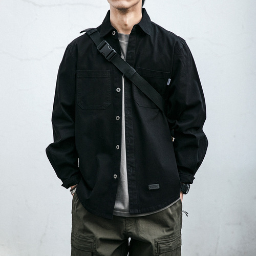 Japanese Retro Work Shirt Men's Long Sleeve Korean Style Trendy Loose Pocket Blouse Youth Versatile Casual Jacket Fashion