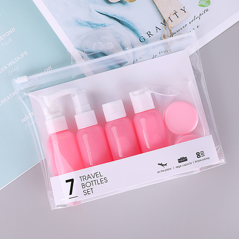 伊芝莲 粉色绿色8件套旅行空瓶套装 化妆瓶分装瓶批发pet塑料瓶