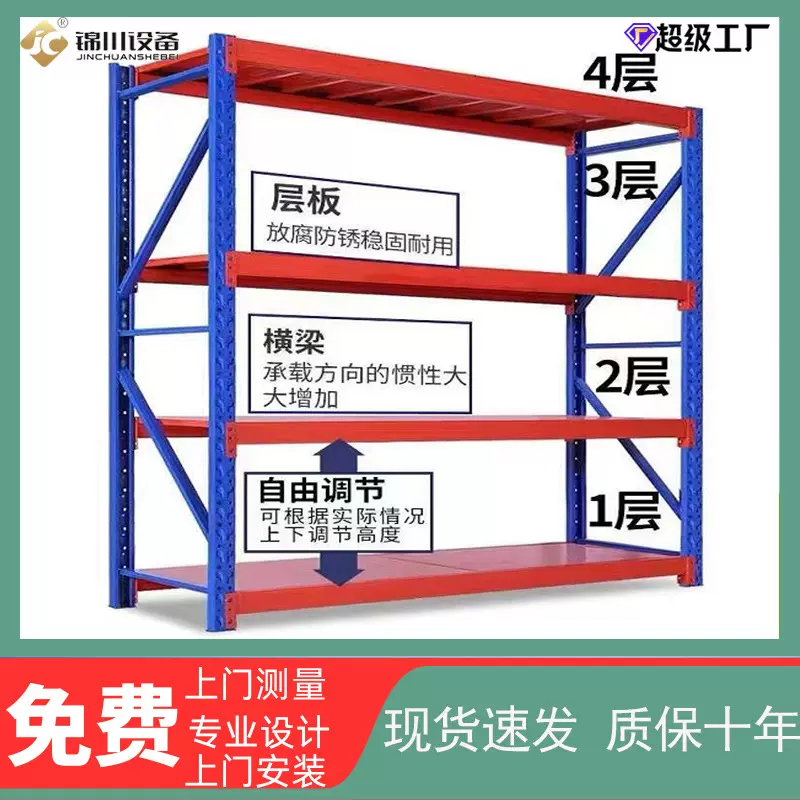 仓储货架多层置物架中型仓库多功能储物组装可拆卸钢制货架铁