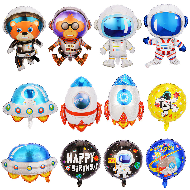 Cosmonauta cohetes globos cosmos tema piloto de globo niño decoración de cumpleaños globo de película de aluminio