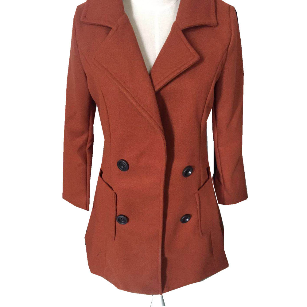 Women's Slim Mid-length Woolen Jacket With Waist