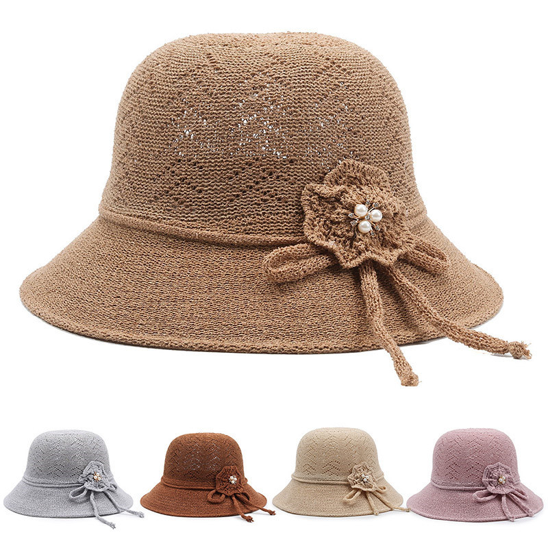 新款女遮阳凉帽韩版时尚妈妈春夏太阳帽防晒可折叠奶奶花朵盆帽