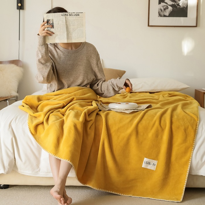 quality milk double-deck reunite with Waffle Blanket Blanket Nap blanket vehicle travel Blanket