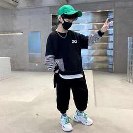 男童套装2025春秋款新款中大童卫衣男孩帅气长裤休闲百搭两件套潮