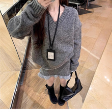 灰色毛衣针织连衣裙子女秋冬季2025年新款高级感内搭套装花边短裙