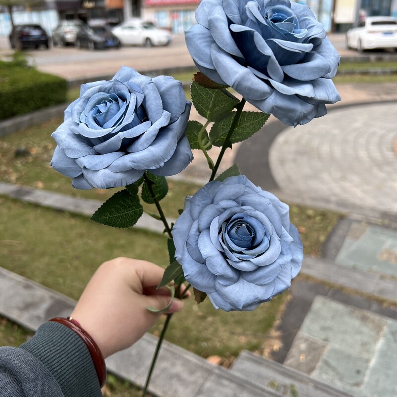 新商品の外国貿易の青いアジサイの青い色はバラの牡丹のアジサイの結婚祝いの柔らかい装飾の偽の花を卸売りします。|undefined