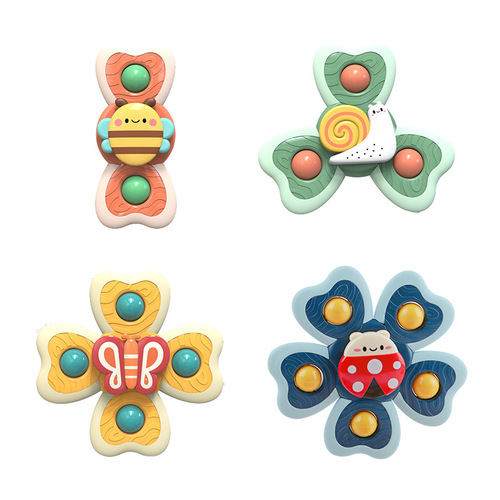 Children's suction cup spinning fun rotating insect sea animal top fun bath rotating baby toy