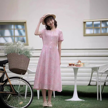 正品  尾货批发 天丝棉双层夏季短袖连衣裙61093