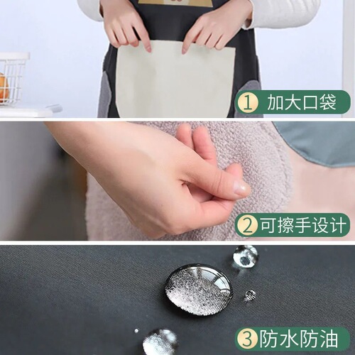 Apron for women's home kitchen, hand-wipeable, waterproof, oil-proof, long-sleeved cartoon smock, cooking apron, adult work clothes