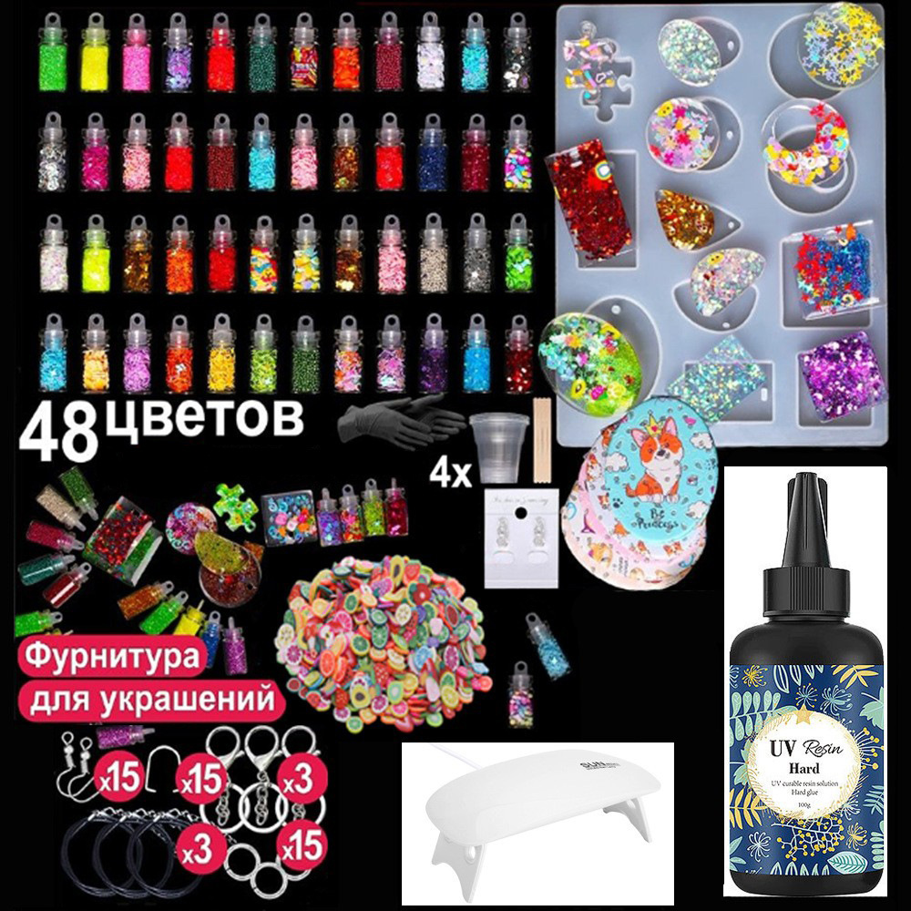 Uv pegamento resina epoxi traje combinación cristal epoxi molde material hecho a mano paquete manual ruso