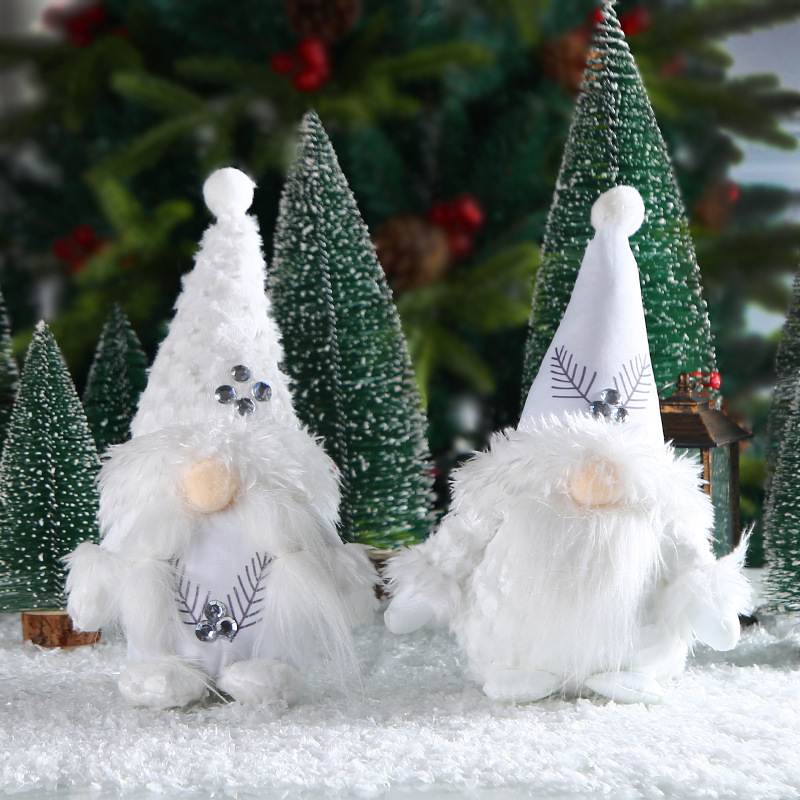 Cyberport Cross-border New Arrival Plush Dwarf Standing Figure Christmas White Rudolph Faceless Doll Desktop Decor