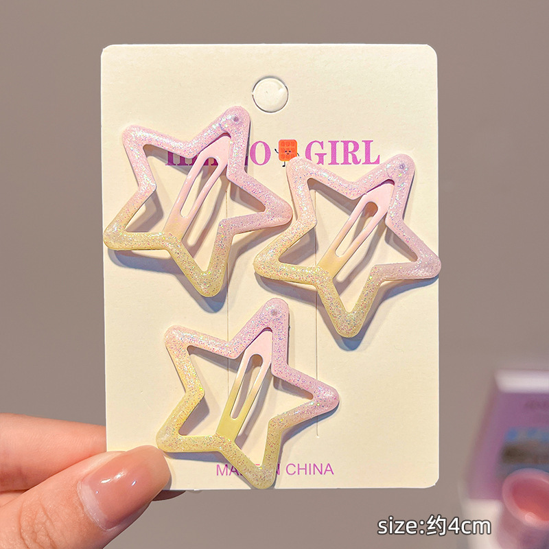 Color para niños lindo pequeño bb clip niña flequillo clip de cabello roto horquilla para bebé tocado de niña estrella horquilla