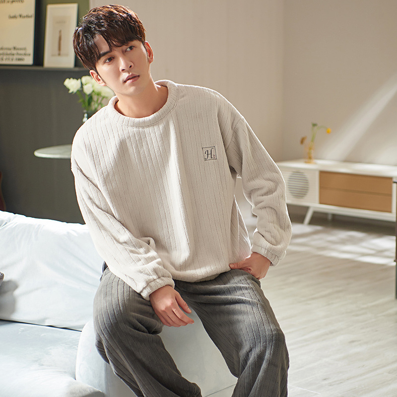 Pareja de franela pijamas de lana de coral hombres y mujeres de dibujos animados de invierno más tamaño cálido forro polar engrosado homewear traje