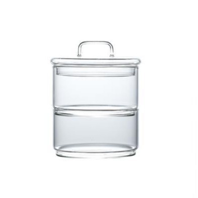 Ensaladera de verduras y frutas de vidrio transparente para el hogar tarro de almacenamiento de vidrio de borosilicato tarro de almacenamiento de bocadillos de frutas secas de múltiples capas