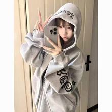 【华夫格+刺绣字母】开衫卫衣女美式欧美风大码宽松学生时尚外套