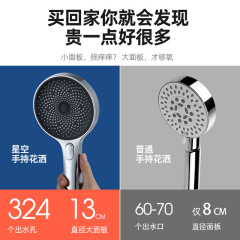 Star Shower Head with Boost Pressure, Shower Head Top Spray, Water-saving Handheld Shower Head with Button, Three-Level Water Flow Set