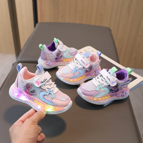Children's Mesh Breathable Luminous Sports Shoes  Spring and Autumn New Baby Lighting Casual Shoes Fashion Single Shoes