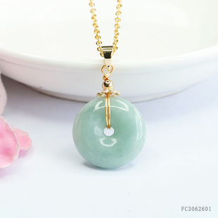 Yuyu natural Burmese A goods jade pendant safe buckle pendant necklace factory wholesale FC3062601