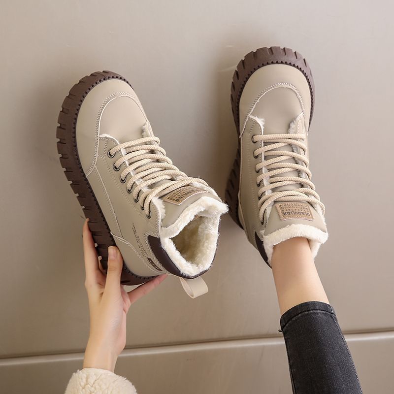 2025 otoño y invierno nuevos zapatos de algodón multifuncionales zapatos de mujer estilo británico Martin botas de mujer botas cortas botas de nieve gruesas