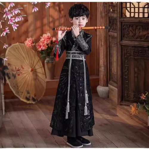 Boys Tang suit Hanfu Spring and Autumn Chinese style 2024 new children's ancient costume girls traditional performance attire