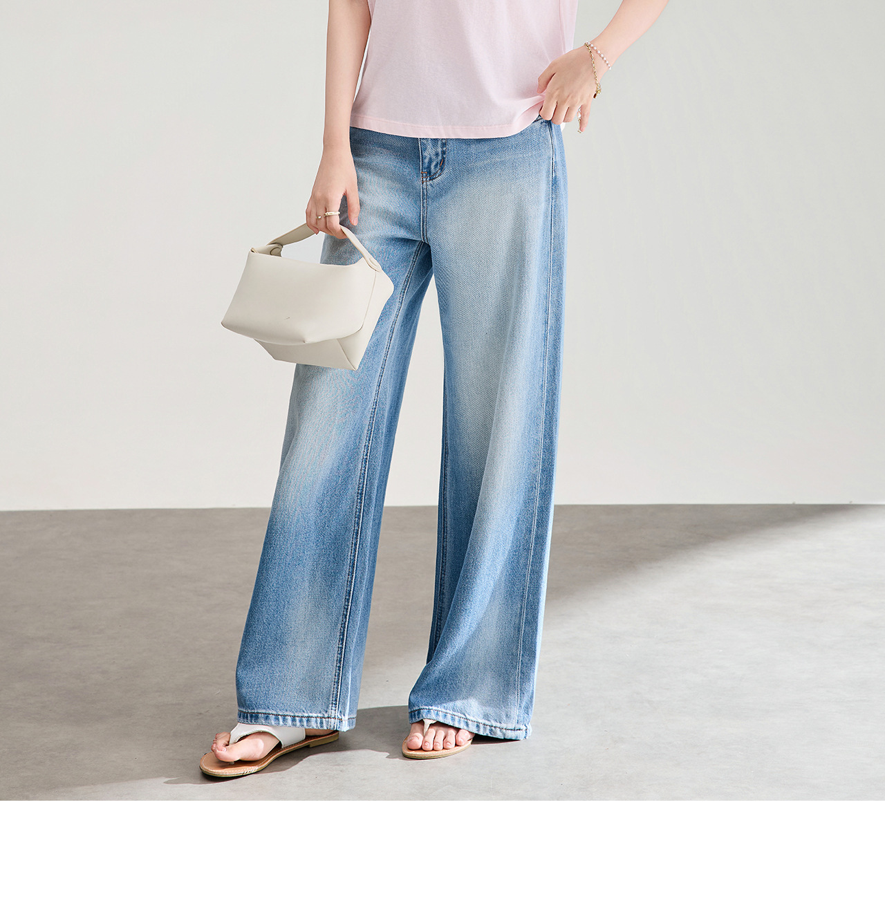 Quần jean nữ ống rộng chất liệu cotton giặt mềm, dáng rộng thùng thình phong cách denim — xanh lam chi tiết 15