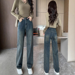 高腰の狭い版のジーパンの女性の春秋の新型の150小さい背は高くてゆったりしています。