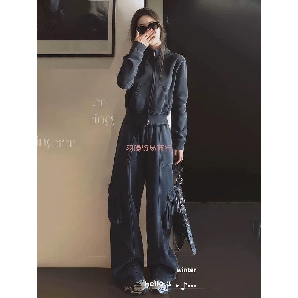 运动套装女秋季学生韩版宽松显瘦时尚网红高级感工装裤休闲两件套