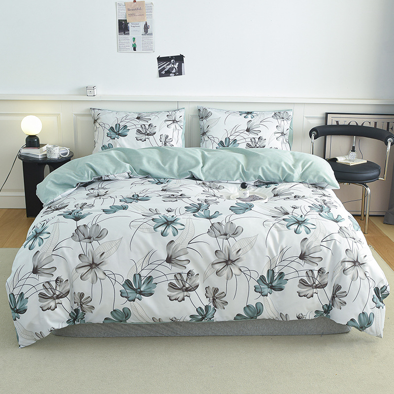 跨境家纺亚马逊速卖通ebay磨毛花朵印花被套枕套三件套DuvetCover