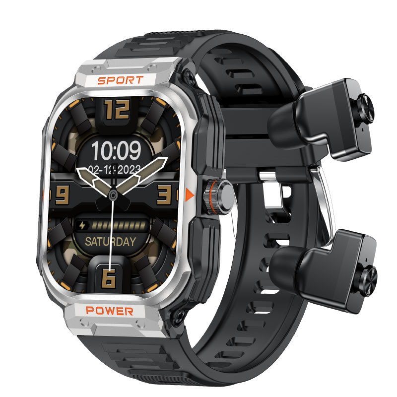 Explosión transfronteriza para adultos tres protección 2 - en - 1 auriculares Bluetooth reloj inteligente hombre deportivo de salud monitoreo de la frecuencia cardíaca