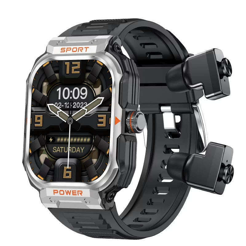 Headphones for adults protected from dust, water and shock, bracelet, sports men's watch, 2 in 1, bluetooth, tracks heartbeat