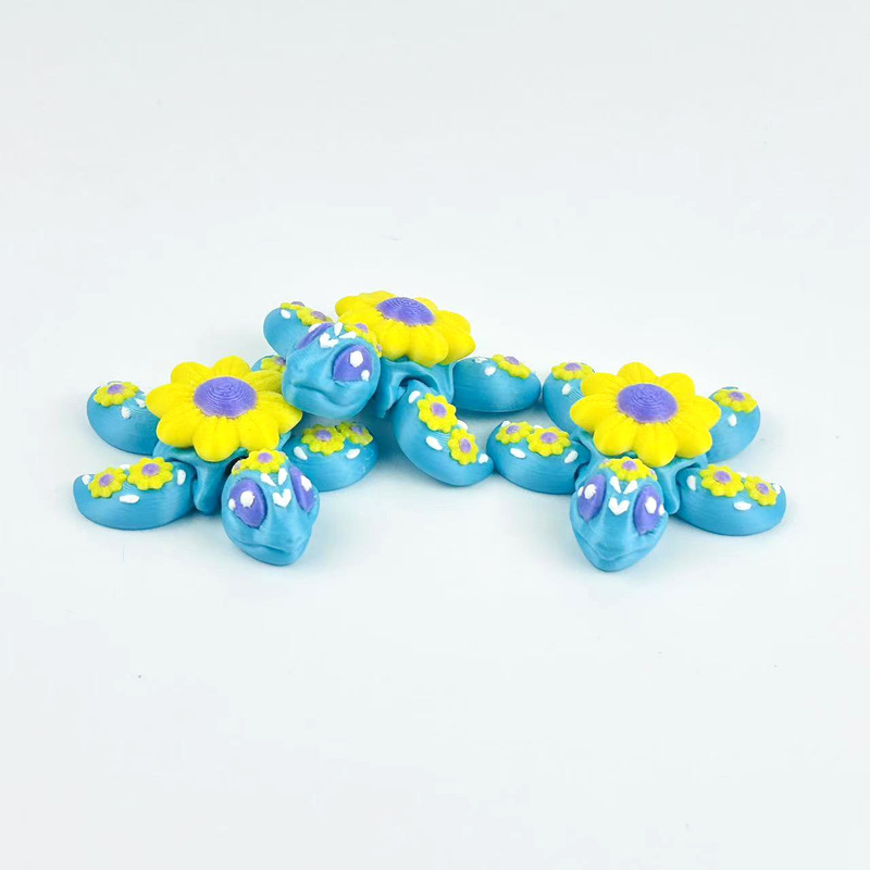 跨境新款3D打印小黄花海龟全身关节可动造型自由摆动创意玩具装饰|undefined