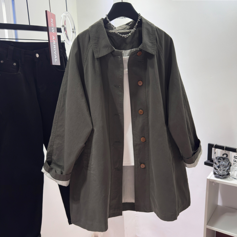2026 Spring and Autumn New Style High-End Gray Trench Coat for Women, Mid-Length Korean Style Casual Loose Fit, Super Stylish Top 2026 Spring and Autumn New Style High-End Gray Trench Coat for Women, Mid-Length Korean Style Casual Loose Fit, Super Stylish Top