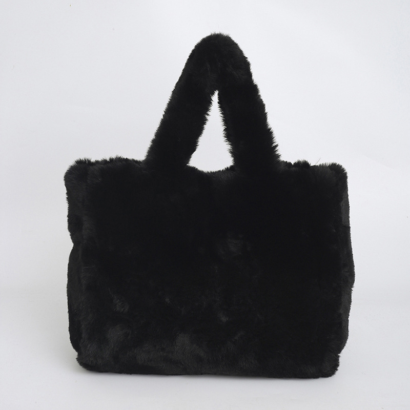Bolsa de lana de mujeres otoño invierno bolsa de mano casual bolsa de hombro de moda bolsa de brazo de gran capacidad bolsa de mano bolsa de peluche