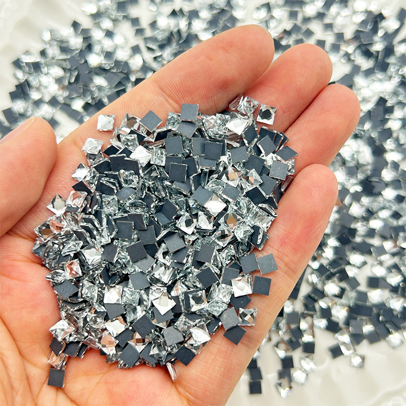 Diamante de cristal cuadrado de fondo plano DIY teléfono móvil manicura diamante plano accesorios de ropa diamante en caliente joyería diamante de imitación al por mayor